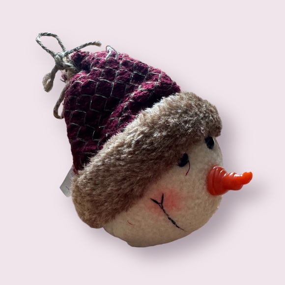 Snowman Face Holiday Christmas Tree Ornament Carrot Nose And Hat 6” Tall - Picture 4 of 6